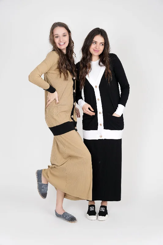 FYI Long Button Down Cardigan Patchwork Embroidered Appliqued