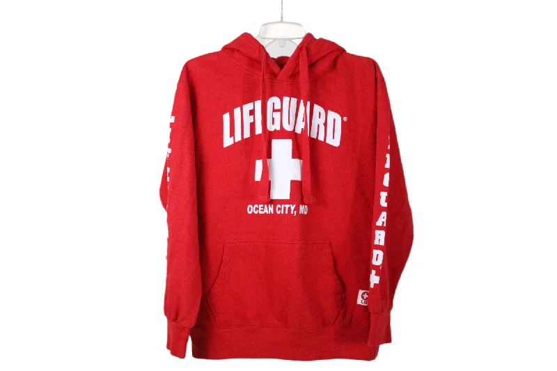 Lifeguard Red Hoodie | S Hoodie with Cropped Fit Short Trendy