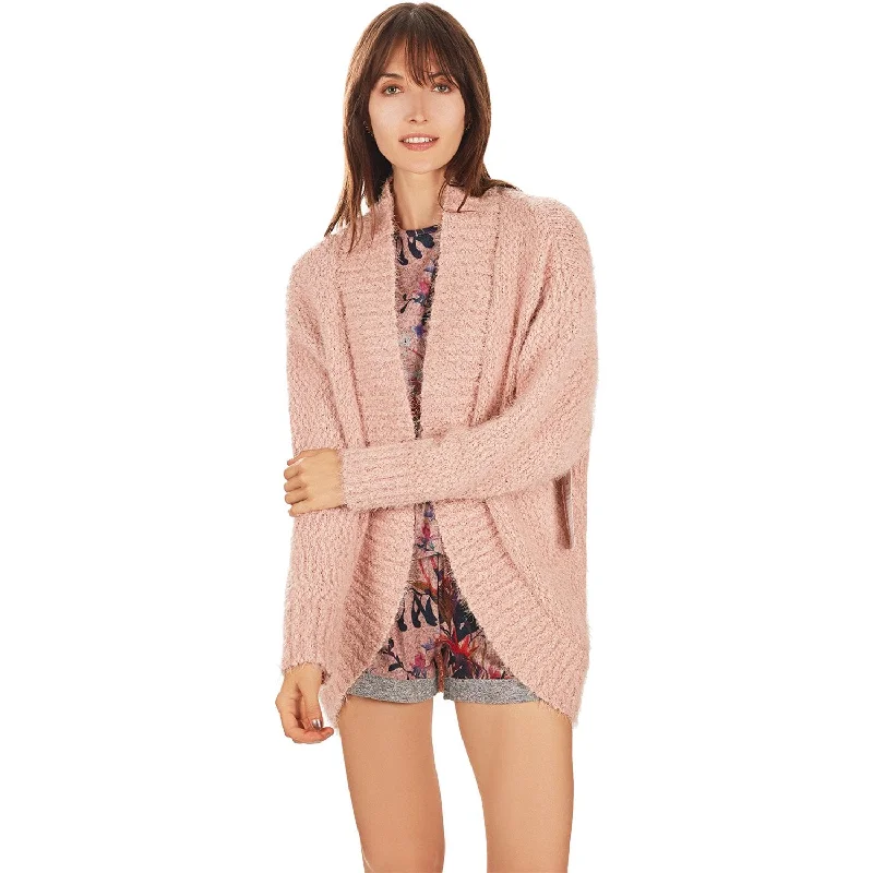 Women's MeMoi Fuzzy Cocoon Loose Cardigan Pale Rose Plaid Cardigan Polka Dot Checkered Women's MeMoi Fuzzy Cocoon Loose Cardigan Pale Rose Plaid Cardigan Polka Dot Checkered