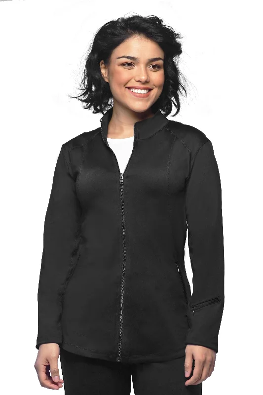 Zip Front Jacket By MediChic XXS-5X / Black Tiered Jacket Buttoned Jacket Zippered Jacket