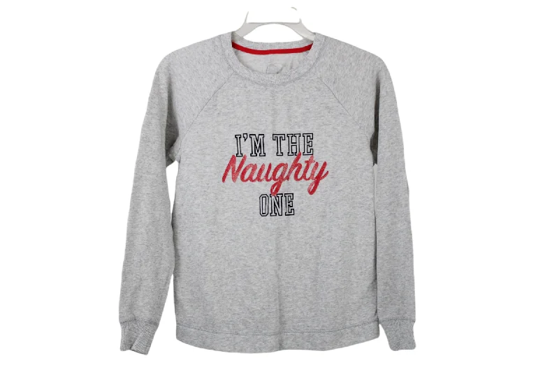 SO "I'm The Naughty One" Gray Soft Sweatshirt | M Hoodie with Bell Sleeves Flared Feminine SO "I'm The Naughty One" Gray Soft Sweatshirt | M Hoodie with Bell Sleeves Flared Feminine