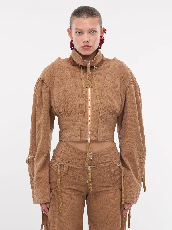 FRGMT Jacket (FRGMTJ0TCHK-TAN-CHECK) Hoodie Zip-Up Jacket Button-Up Jacket