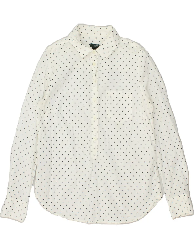 J. CREW Womens Pullover Shirt UK 10 Small White Polka Dot Cotton Wide Sleeve Pullover