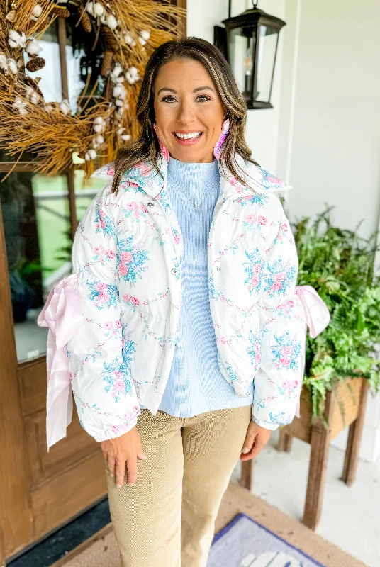 Cozy Charmer Floral Puff Jacket Striped Jacket Polka Dot Jacket Floral Jacket