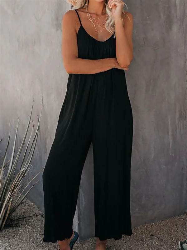 Women's Trousers Side Pocket Loose Casual Suspender Jumpsuit Trousers Travel Practical Women's Trousers Side Pocket Loose Casual Suspender Jumpsuit Trousers Travel Practical