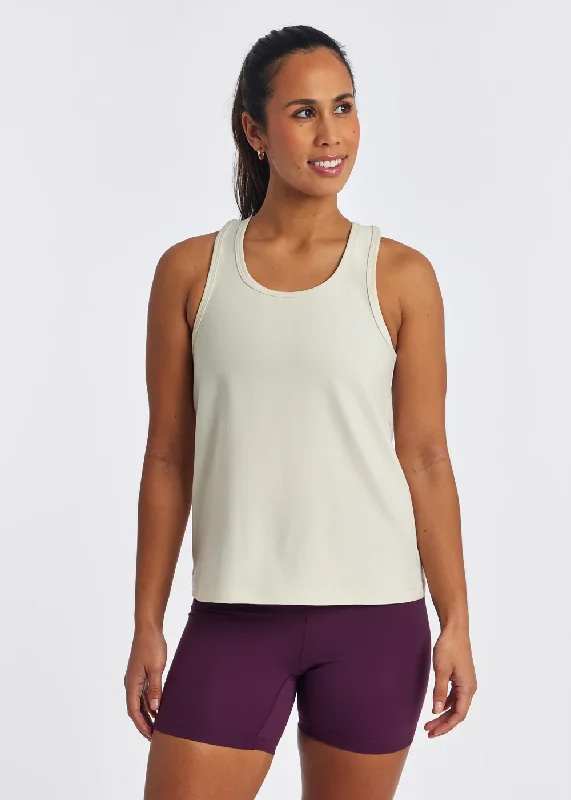 WOMEN'S LUX BOXY RACERBACK TANK - IVORY peekaboo tank top