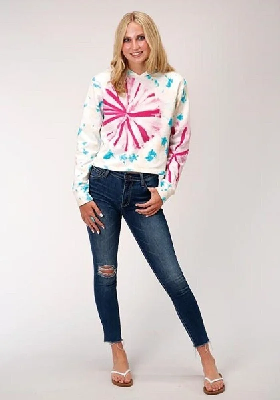 Women's Roper Tie Dye Hooded Sweatshirt Hoodie with Elastic Waist Stretchable Comfortable Women's Roper Tie Dye Hooded Sweatshirt Hoodie with Elastic Waist Stretchable Comfortable
