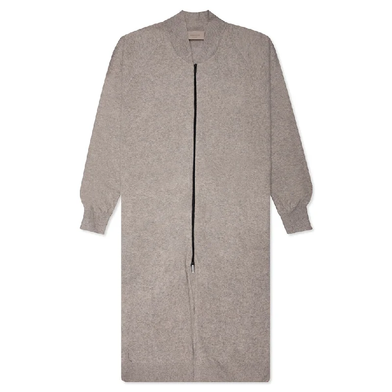 Essentials Women's Long Cardigan - Dark Oatmeal Stretchy Elastic Breathable
