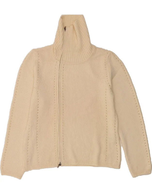 GLENFIELD Womens Cardigan Sweater UK 12 Medium Beige Virgin Wool Faux Fur Fabric Real Fur Fabric Shearling Fabric GLENFIELD Womens Cardigan Sweater UK 12 Medium Beige Virgin Wool Faux Fur Fabric Real Fur Fabric Shearling Fabric