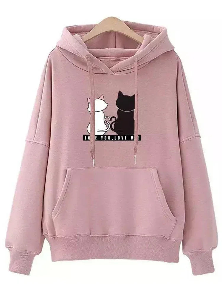 Streetwear Hoodies Women Sweatshirt Autumn Long Sleeve Hoodies Harajuku Hoodie Cute Cat Print Sweatshirt Women sudadera mujer Hoodie with Hem Applique Textured Unique Streetwear Hoodies Women Sweatshirt Autumn Long Sleeve Hoodies Harajuku Hoodie Cute Cat Print Sweatshirt Women sudadera mujer Hoodie with Hem Applique Textured Unique