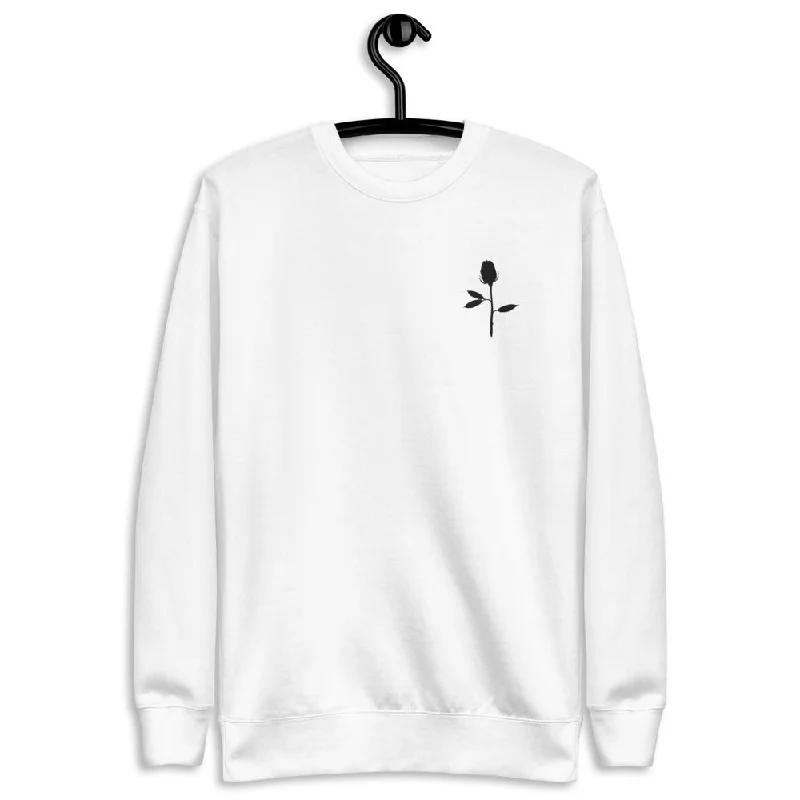 Black Rose | embroidered unisex fleece pullover Solo Sleeve Pullover
