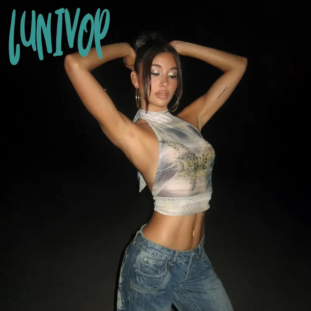 Lunivop Skinny New Fashion Diamond Tank Tops For Women 2024 Summer Sexy Spicy Ladies Halter Lacing Mesh Backless Slim Fit gold tank top Lunivop Skinny New Fashion Diamond Tank Tops For Women 2024 Summer Sexy Spicy Ladies Halter Lacing Mesh Backless Slim Fit gold tank top