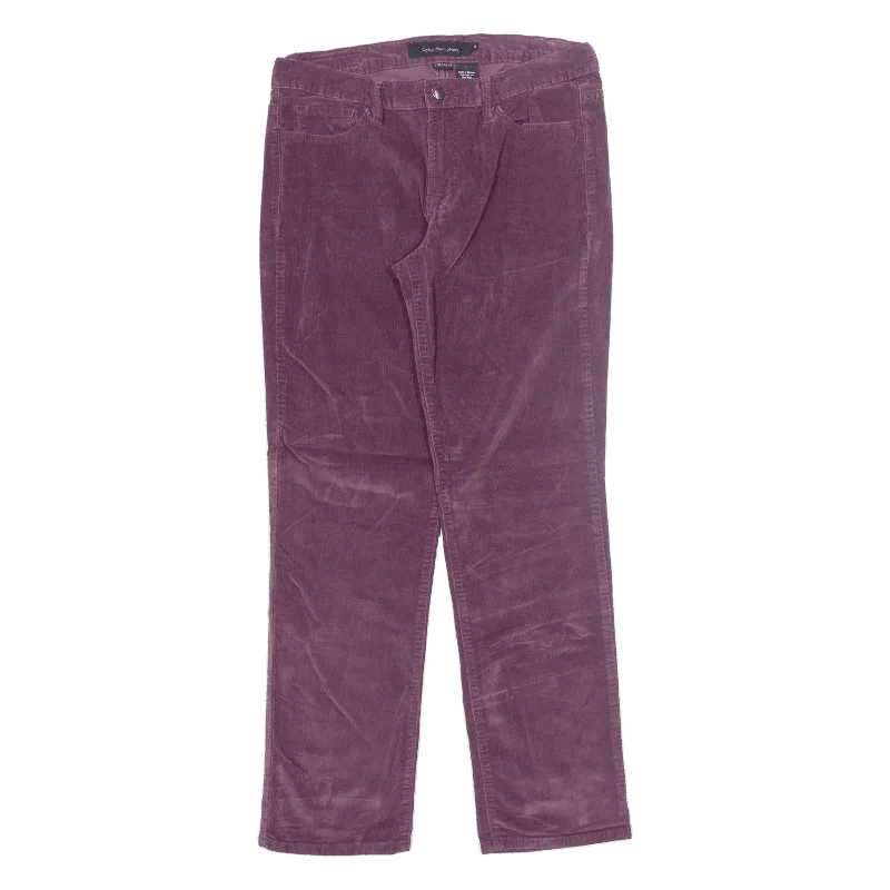 CALVIN KLEIN Corduroy Trousers Purple Slim Straight Womens W30 L30 Trousers Elastic Waist Soft CALVIN KLEIN Corduroy Trousers Purple Slim Straight Womens W30 L30 Trousers Elastic Waist Soft