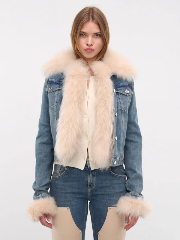 Shearling Denim Jacket (A42-2B086A-D0947-MOONLIGHT-BLU) Chenille Fabric Brocade Fabric Lace Fabric Shearling Denim Jacket (A42-2B086A-D0947-MOONLIGHT-BLU) Chenille Fabric Brocade Fabric Lace Fabric