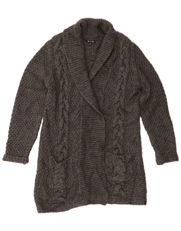 MASSIMO DUTTI Womens Cardigan Sweater UK 16 Large Grey Acrylic Chenille Brocade Lace MASSIMO DUTTI Womens Cardigan Sweater UK 16 Large Grey Acrylic Chenille Brocade Lace