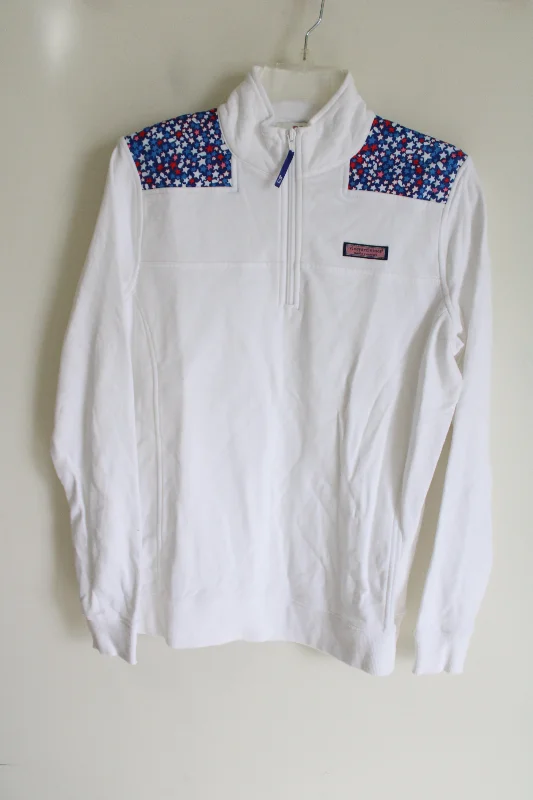 Vineyard Vines White Star Spangled Sweatshirt | M Hoodie with Rhinestones Sparkly Elegant Vineyard Vines White Star Spangled Sweatshirt | M Hoodie with Rhinestones Sparkly Elegant