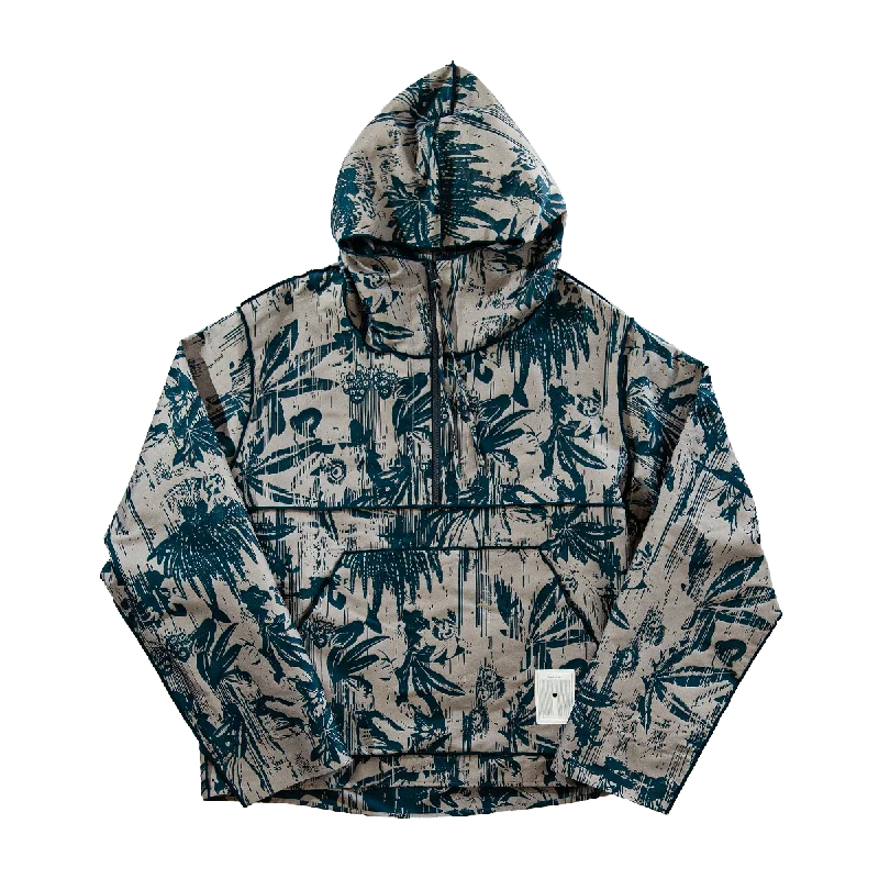 River ZIP pullover / Gray x Navy 【reversible】 Ruffle Sleeve Feminine