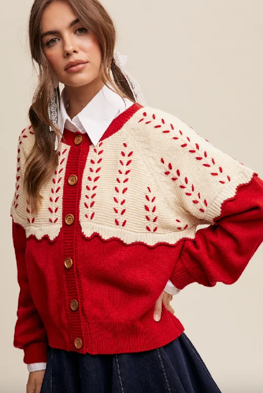 Colorblock Detailed Cardigan Silk Blend Satin Velvet