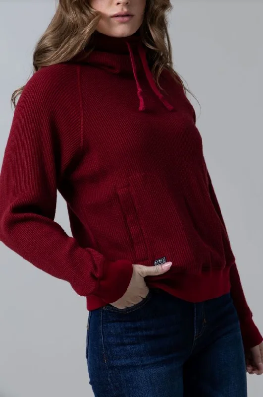 Women's Kimes Laguna Hoodie Burgundy Hoodie with Neon Bright Vibrant