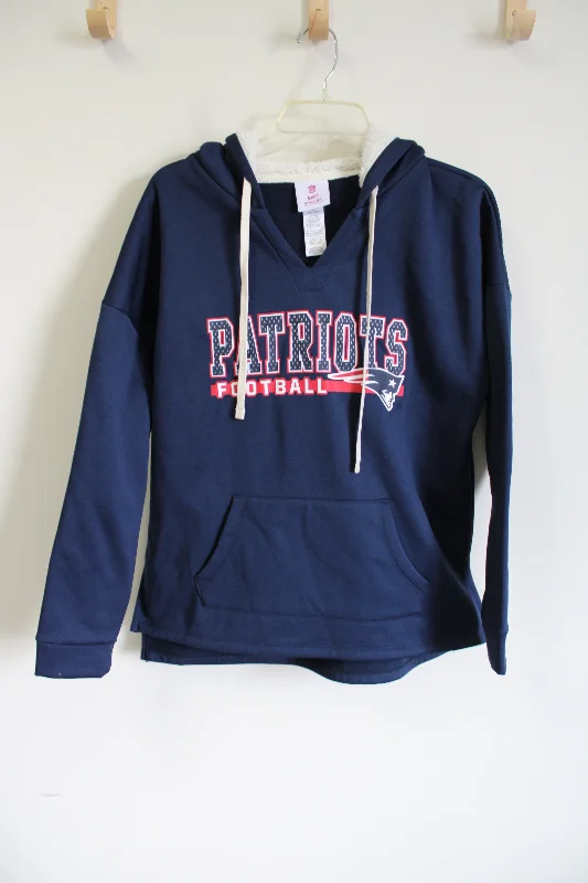 NFL Teens Apparel New England Patriots Blue Hoodie | Youth L (11/13) Hoodie with Mesh Breathable Sporty NFL Teens Apparel New England Patriots Blue Hoodie | Youth L (11/13) Hoodie with Mesh Breathable Sporty