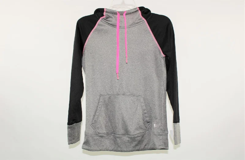 Danskin NOW Gray & Black Hoodie | XS Hoodie with Hidden Zipper Minimalist Clean