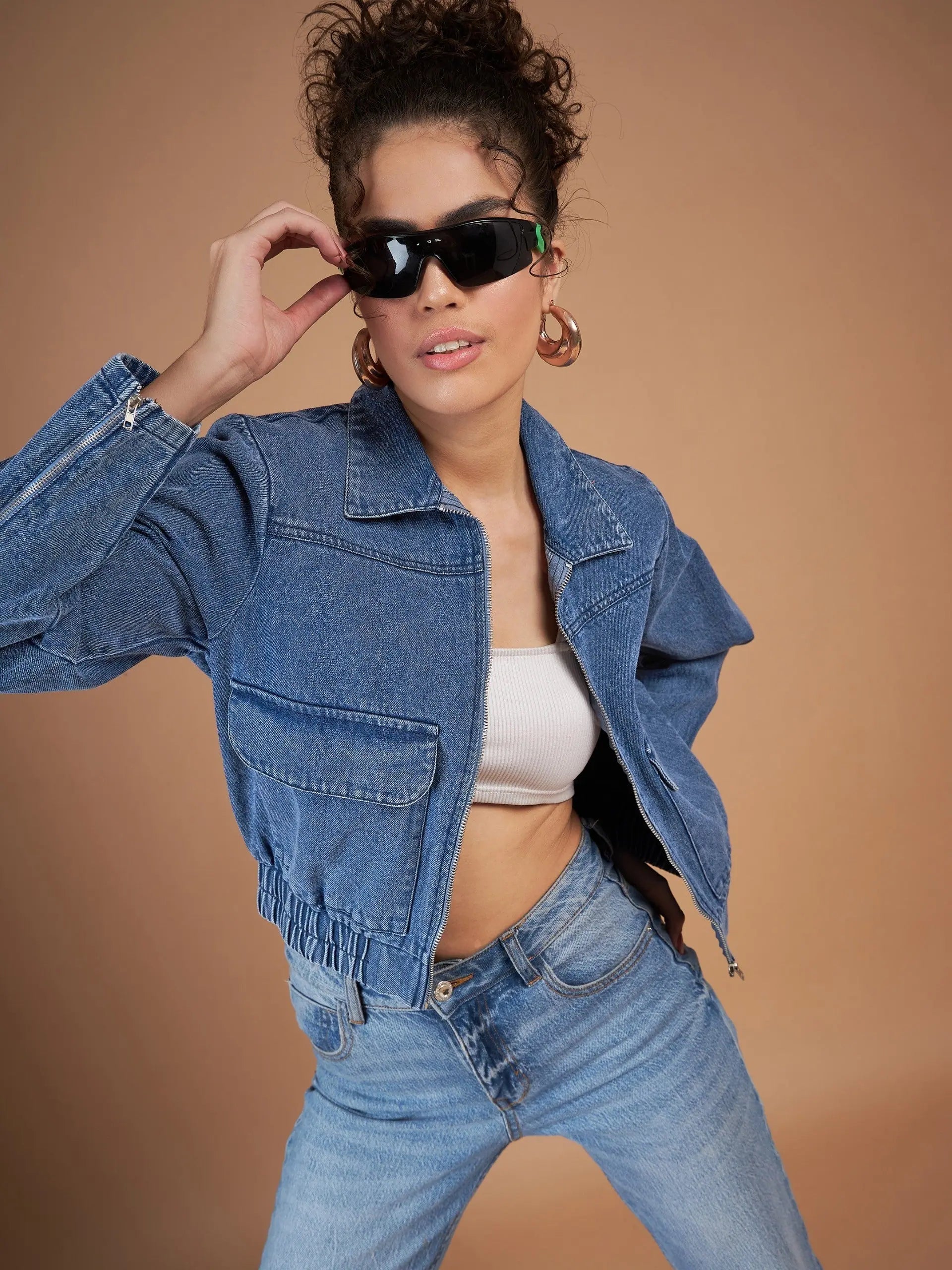 Women Solid Standard Blue Collared Neck Full Sleeve Jacket Welt Pockets Slit Pockets Flap Pockets Women Solid Standard Blue Collared Neck Full Sleeve Jacket Welt Pockets Slit Pockets Flap Pockets