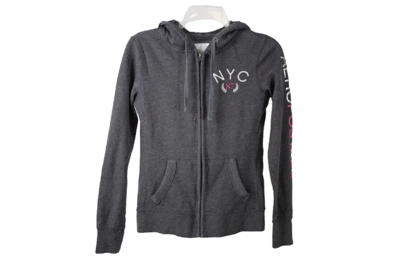 Aeropostale NYC Gray Zip Up Hoodie | XS Hoodie with Reflective Safety Nightwear