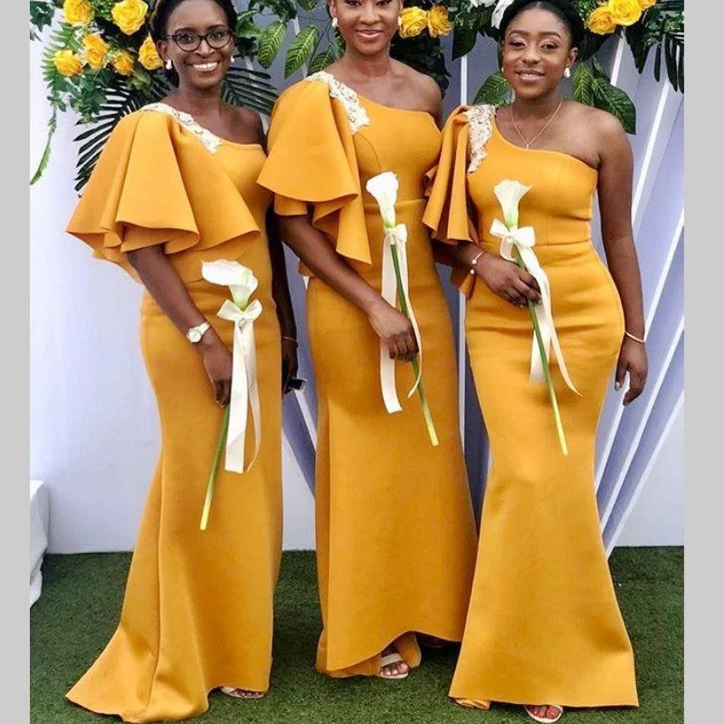 2021 wedding party dresses mermaid one shoulder yellow bridesmaid dresses for weddings vestido de Novia Tunics Top Casual 2021 wedding party dresses mermaid one shoulder yellow bridesmaid dresses for weddings vestido de Novia Tunics Top Casual