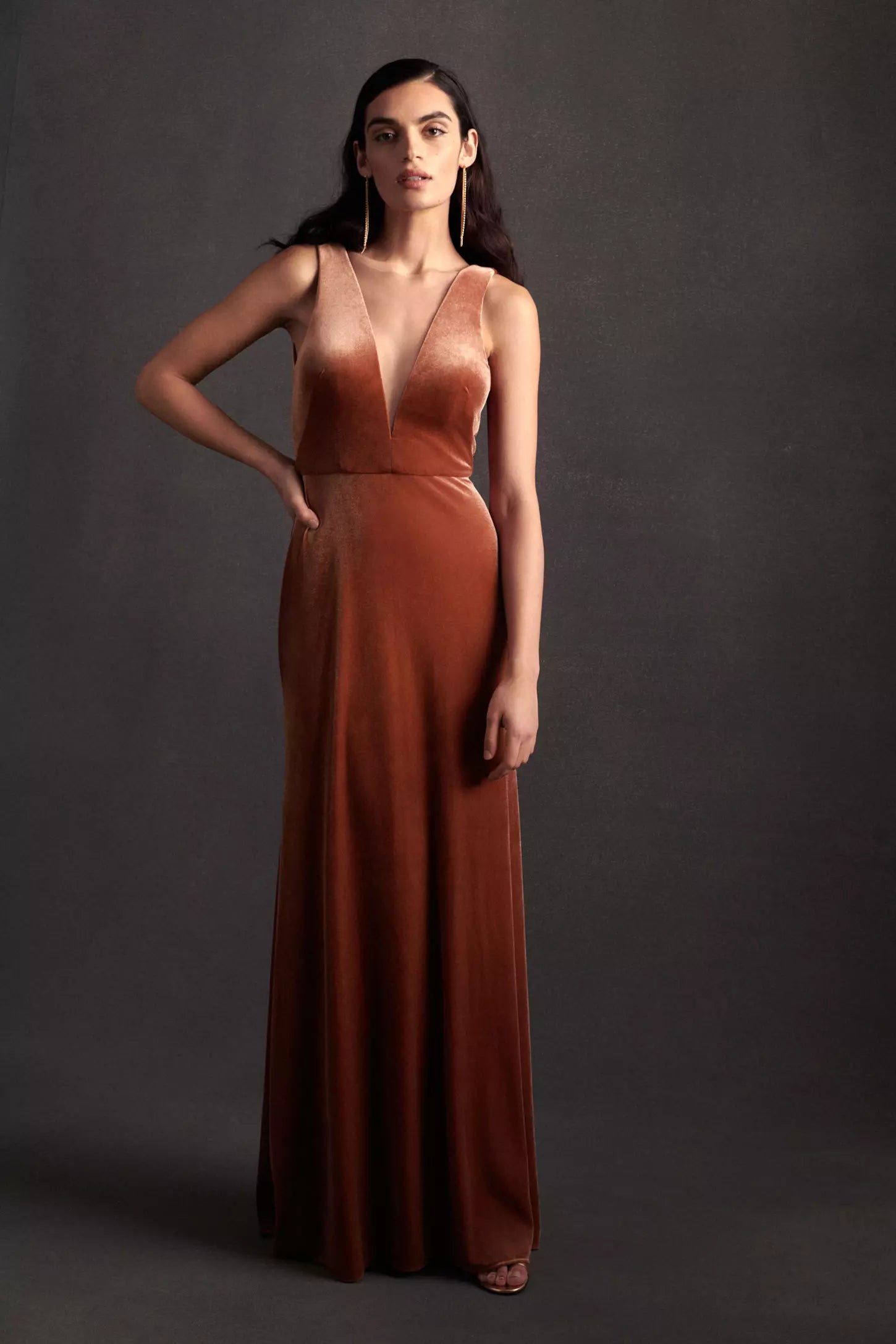 A-Line Bridesmaid Dresses Deep V-Neck Velvet Long Evening Dresses Tunics Sophisticated sleek A-Line Bridesmaid Dresses Deep V-Neck Velvet Long Evening Dresses Tunics Sophisticated sleek