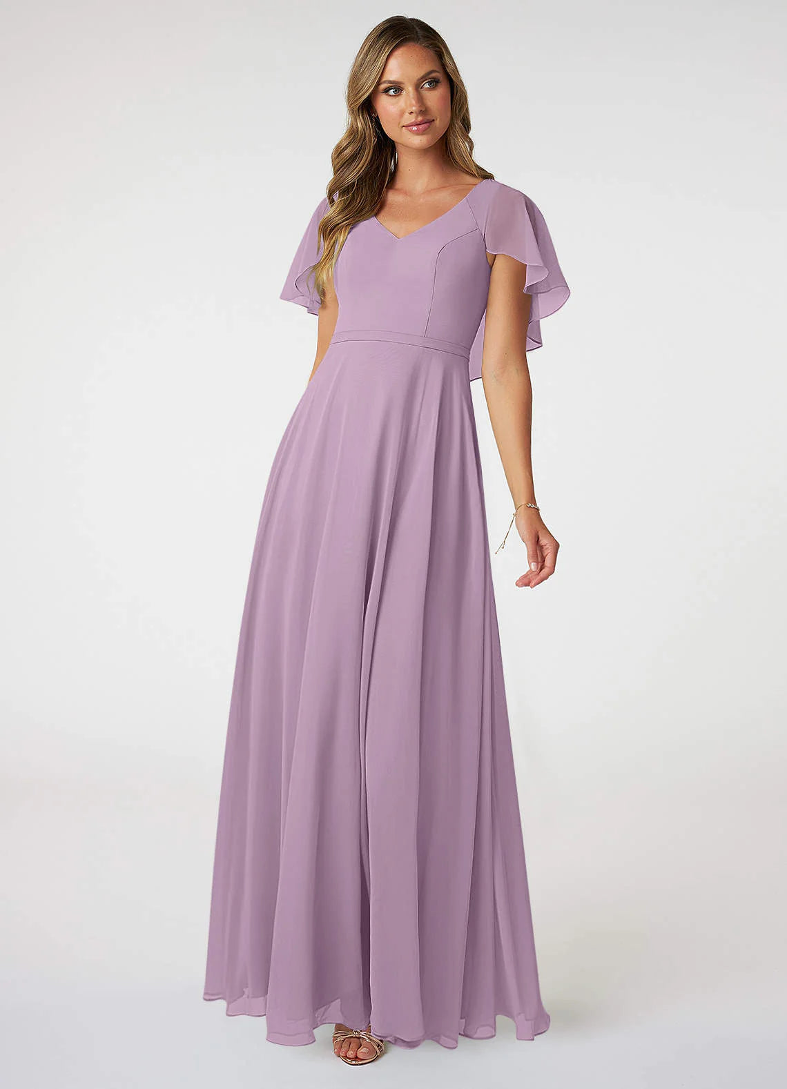 A-Line Cape Sleeves Chiffon Bridesmaid Dresses Floor-length Party Dress High-Low Hemline Casual A-Line Cape Sleeves Chiffon Bridesmaid Dresses Floor-length Party Dress High-Low Hemline Casual