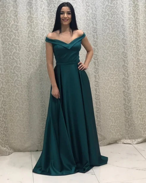A-Line Formal Dresses Off The Shoulder Floor-length Bridesmaid Dresses Wedding Guest Party Dresses Tunics Modern contemporary