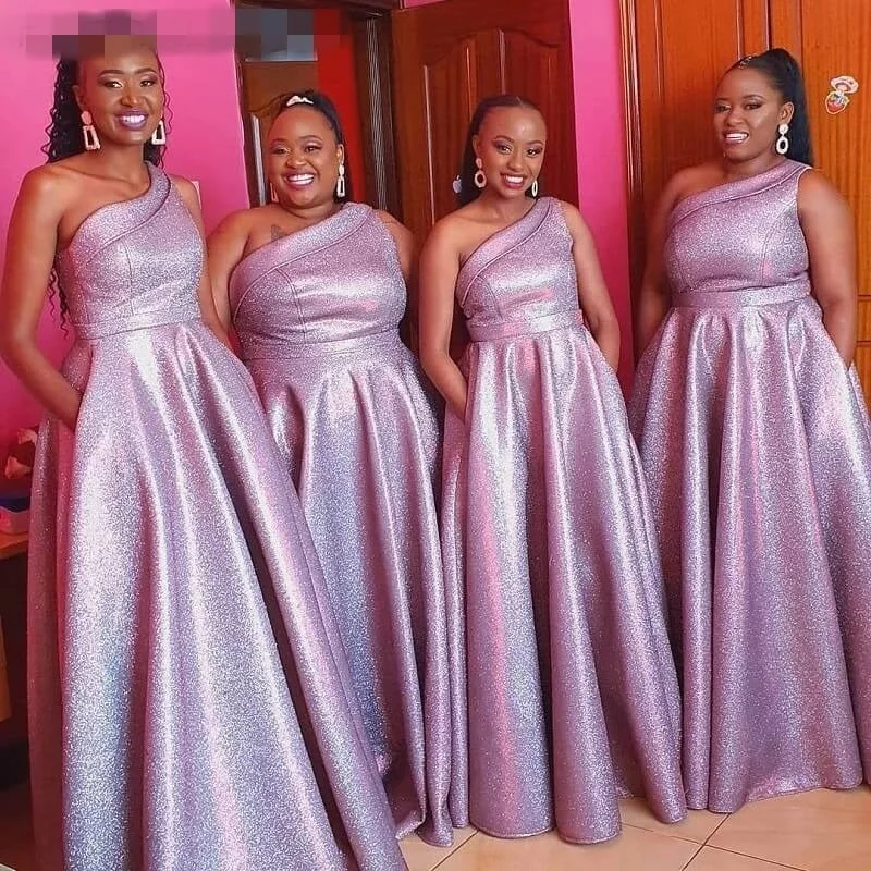 A Line Long African One Shoulder Puple Sequin Bridesmaid Dresses Party Dress Tunics Formal black A Line Long African One Shoulder Puple Sequin Bridesmaid Dresses Party Dress Tunics Formal black