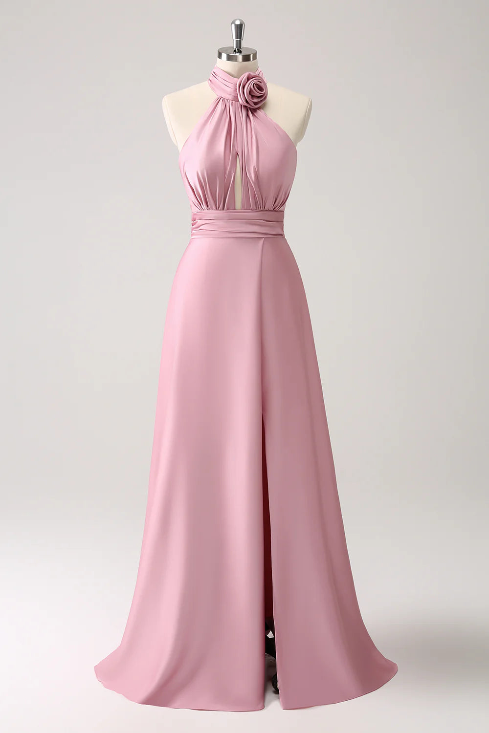 A-Line Satin Keyhole Bridesmaid Dress Wedding Guest Party Dress with Slit Tunics Fall fleece A-Line Satin Keyhole Bridesmaid Dress Wedding Guest Party Dress with Slit Tunics Fall fleece
