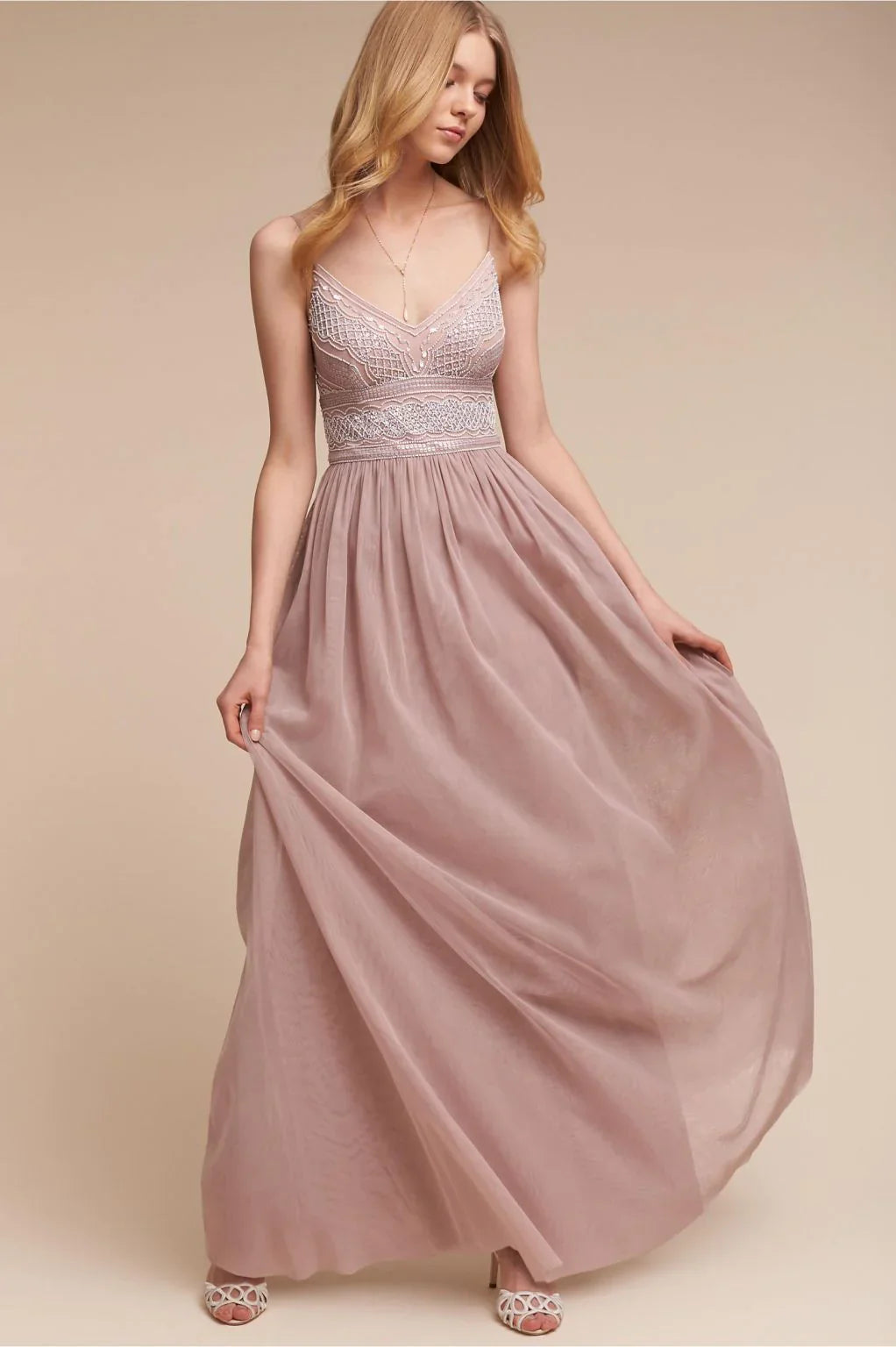 A-Line Spaghetti Strap Bridesmaid Dresses Beads Sequins Floor-length Party Dress Chiffon Maxi Beach A-Line Spaghetti Strap Bridesmaid Dresses Beads Sequins Floor-length Party Dress Chiffon Maxi Beach