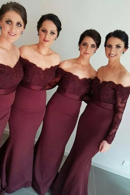 Affordable Burgundy Long Wedding Party Dress for Bridesmaid Tunics Sophisticated sleek