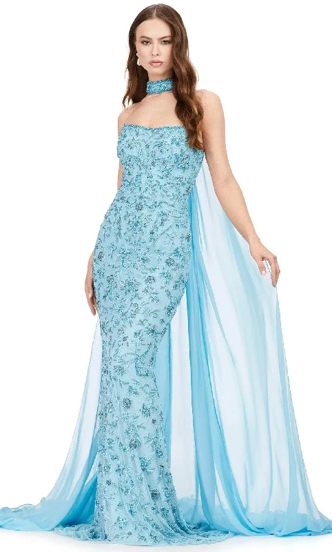 Ashley Lauren 11404 - Strapless Beaded Evening Dress Halter Neckline Beach