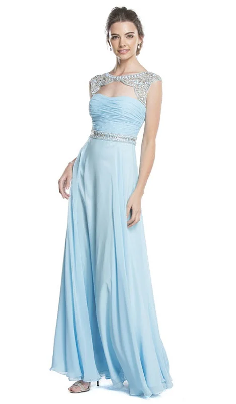 Aspeed Design - Beaded Ruched A-Line Evening Dress Tunics Seasonal trendy
