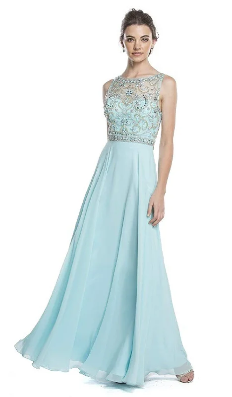Aspeed Design - Embellished Sleeveless A-Line Evening Dress High-Low Hemline Casual