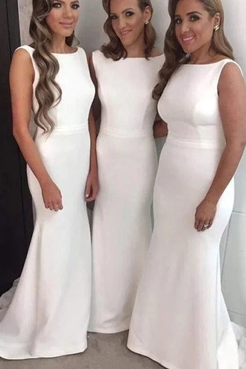 Boat Neck Ivory Bridesmaid Wedding Party Dress Customized sweetheart Neckline Romantic Boat Neck Ivory Bridesmaid Wedding Party Dress Customized sweetheart Neckline Romantic