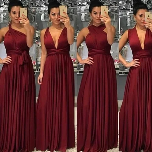 burgundy bridesmaid dresses infinite cheap chiffon a line convertible wedding party dresses 2021 Tunics Lace romantic burgundy bridesmaid dresses infinite cheap chiffon a line convertible wedding party dresses 2021 Tunics Lace romantic