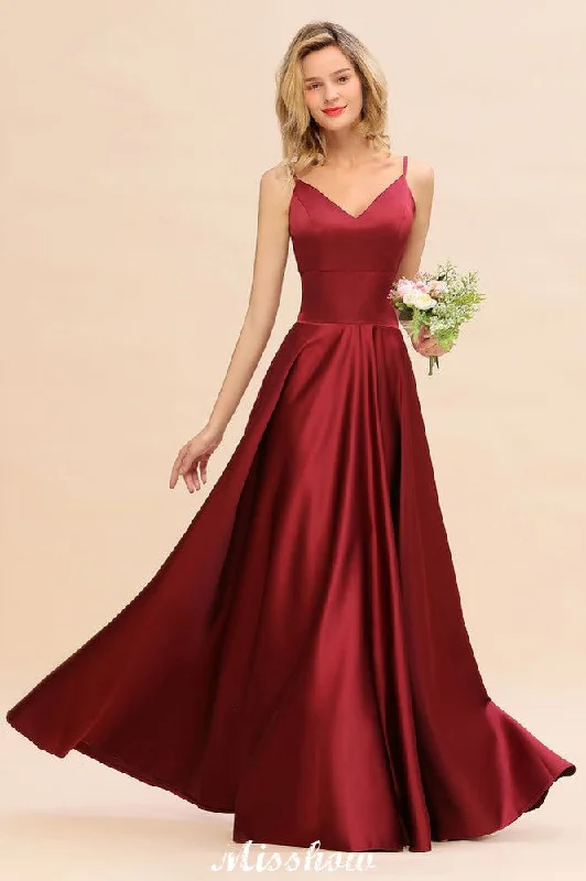 Burgundy Evening Maxi Dress Charming V-Neck Backless Wedding Party Dress Tunics Sophisticated sleek