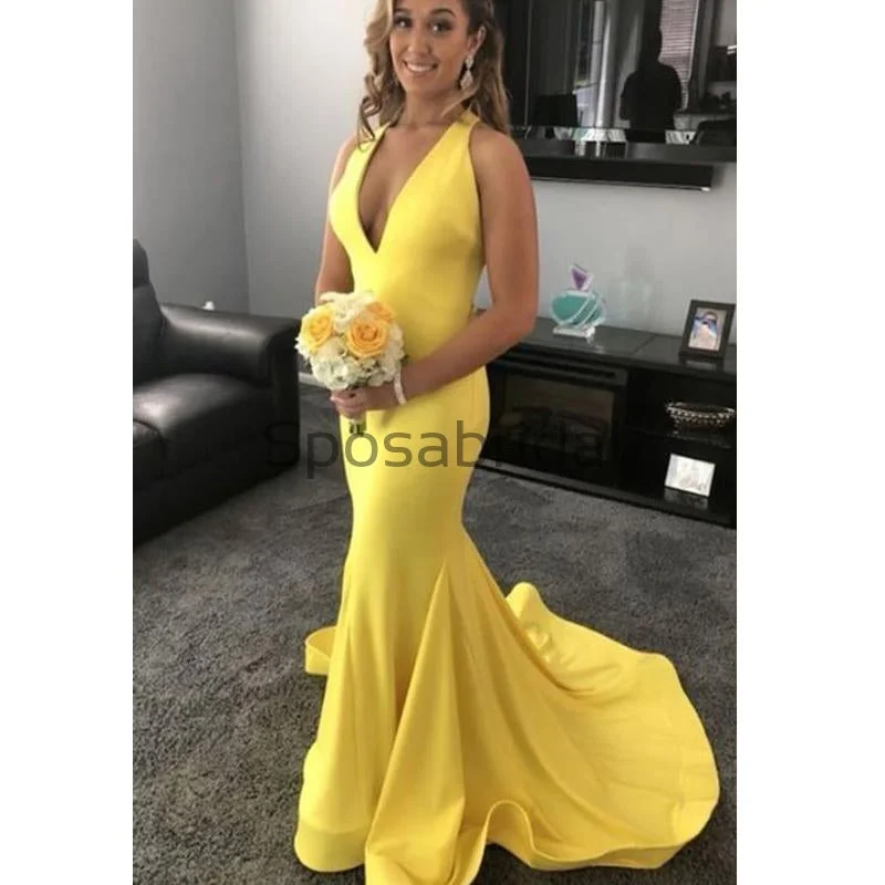 Charming V-Neck Mermaid Yellow Simple Soft Long Prom Dresses, evening dress PD1847 Tunics Brand named Charming V-Neck Mermaid Yellow Simple Soft Long Prom Dresses, evening dress PD1847 Tunics Brand named