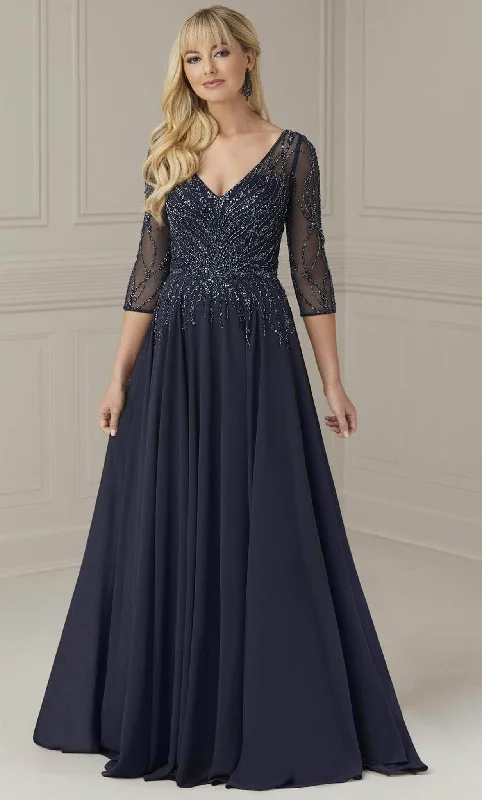 Christina Wu Elegance 17109 - Quarter Sleeve Beaded Evening Dress Off-the-shoulder Chic Trendy Christina Wu Elegance 17109 - Quarter Sleeve Beaded Evening Dress Off-the-shoulder Chic Trendy