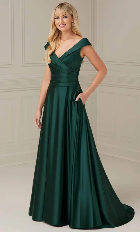 Christina Wu Elegance 17117 - Pleat Bodice A-Line Evening Dress Pencil Length Work