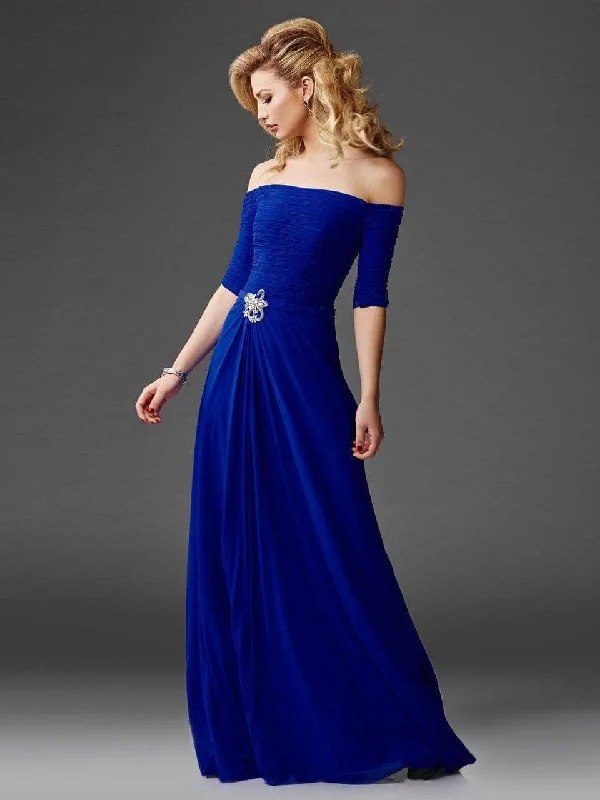 Clarisse - Quarter Sleeve Off-Shoulder Evening Dress M6404 Sequined Elegant Party