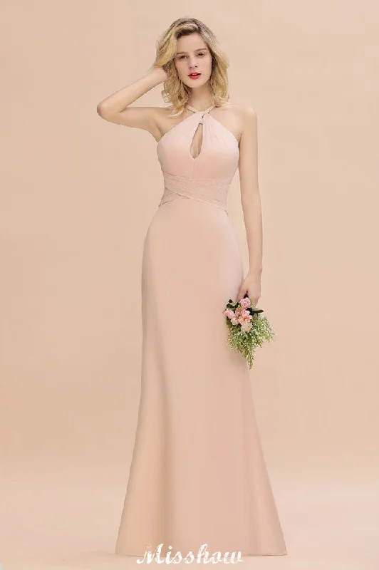 Dreamful Halter Slim Mermaid Bridesmaid Dress Floor Length Party Dress Tunics Long Elegant Dreamful Halter Slim Mermaid Bridesmaid Dress Floor Length Party Dress Tunics Long Elegant