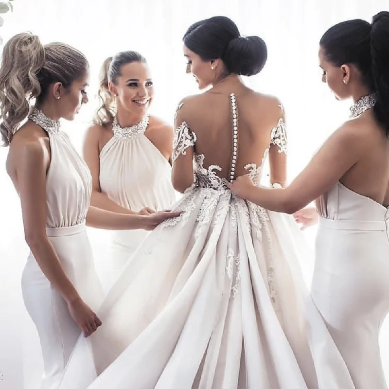 elegant bridesmaid dresses long mermaid high neck beaded ivory wedding party dresses Tunics Chinos classic elegant bridesmaid dresses long mermaid high neck beaded ivory wedding party dresses Tunics Chinos classic