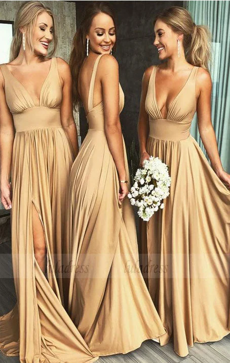 elegant v neck gold long bridesmaid dresses, wedding party dresses Tunics Exclusive limited elegant v neck gold long bridesmaid dresses, wedding party dresses Tunics Exclusive limited
