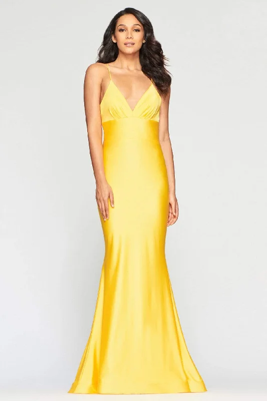 Faviana - S10458 Plunging V-Neck Sheath Evening Dress Turtleneck Warm Winter