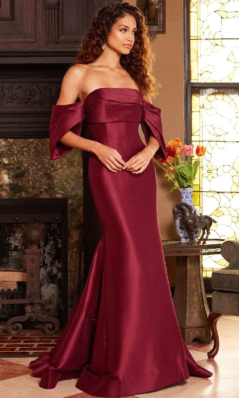 Jovani 23398SC - Off Shoulder Sleeve Evening Dress Pleated Skirt Elegant